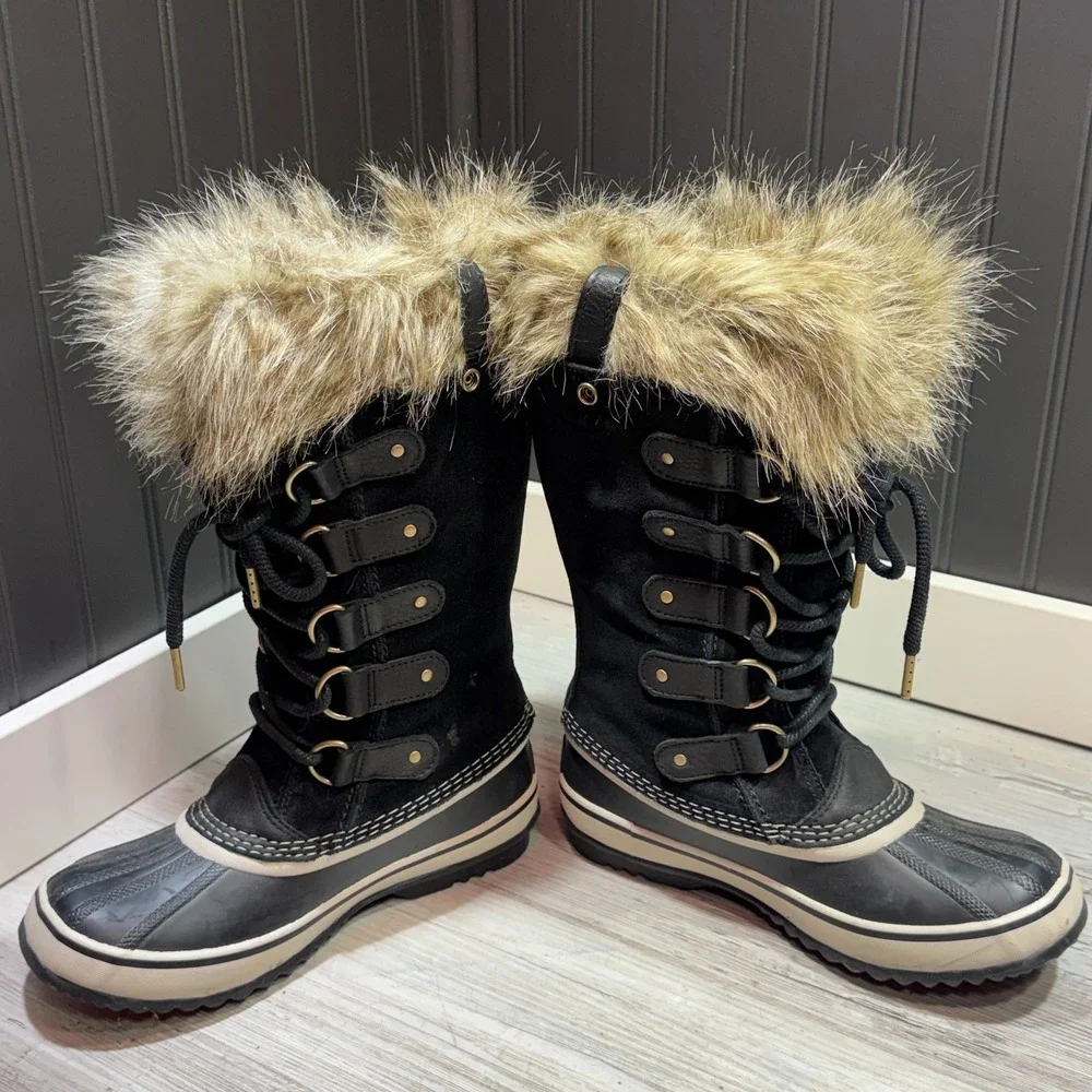 SOREL Joan of Arctic NL2429-010 Black Tall‎ Waterproof Snow Boots Women's Sz 6.5